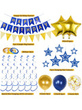 Navy Blue and Gold Birthday Decorations Banner Stars Balloons for Party