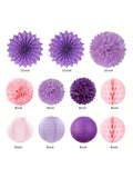 21pcs Purple Lilac Pink Women Birthday Party Decorations Banner Lanterns Pom Poms