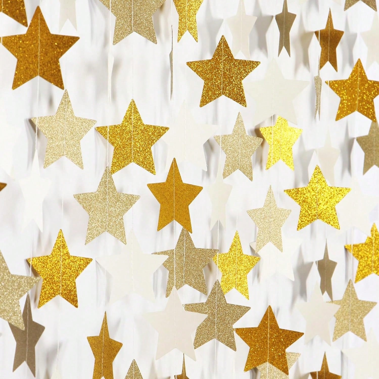 White Gold Champagne Party Garland 62ft with Twinkle Star for Events