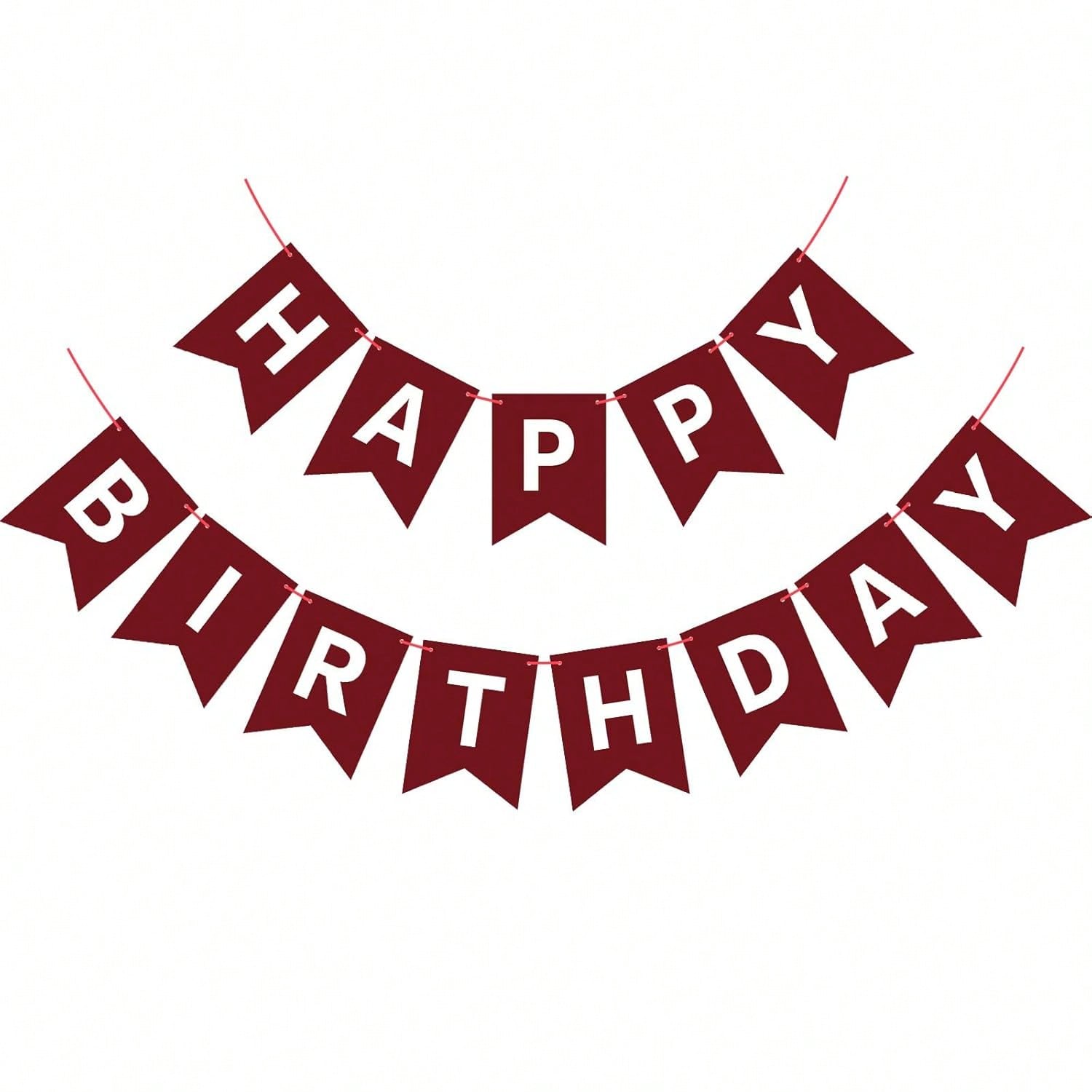 Burgundy Happy Birthday Banner Garland for Kids and Adult Tea Party Decor