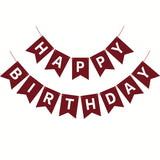 Burgundy Happy Birthday Banner Garland for Kids and Adult Tea Party Decor