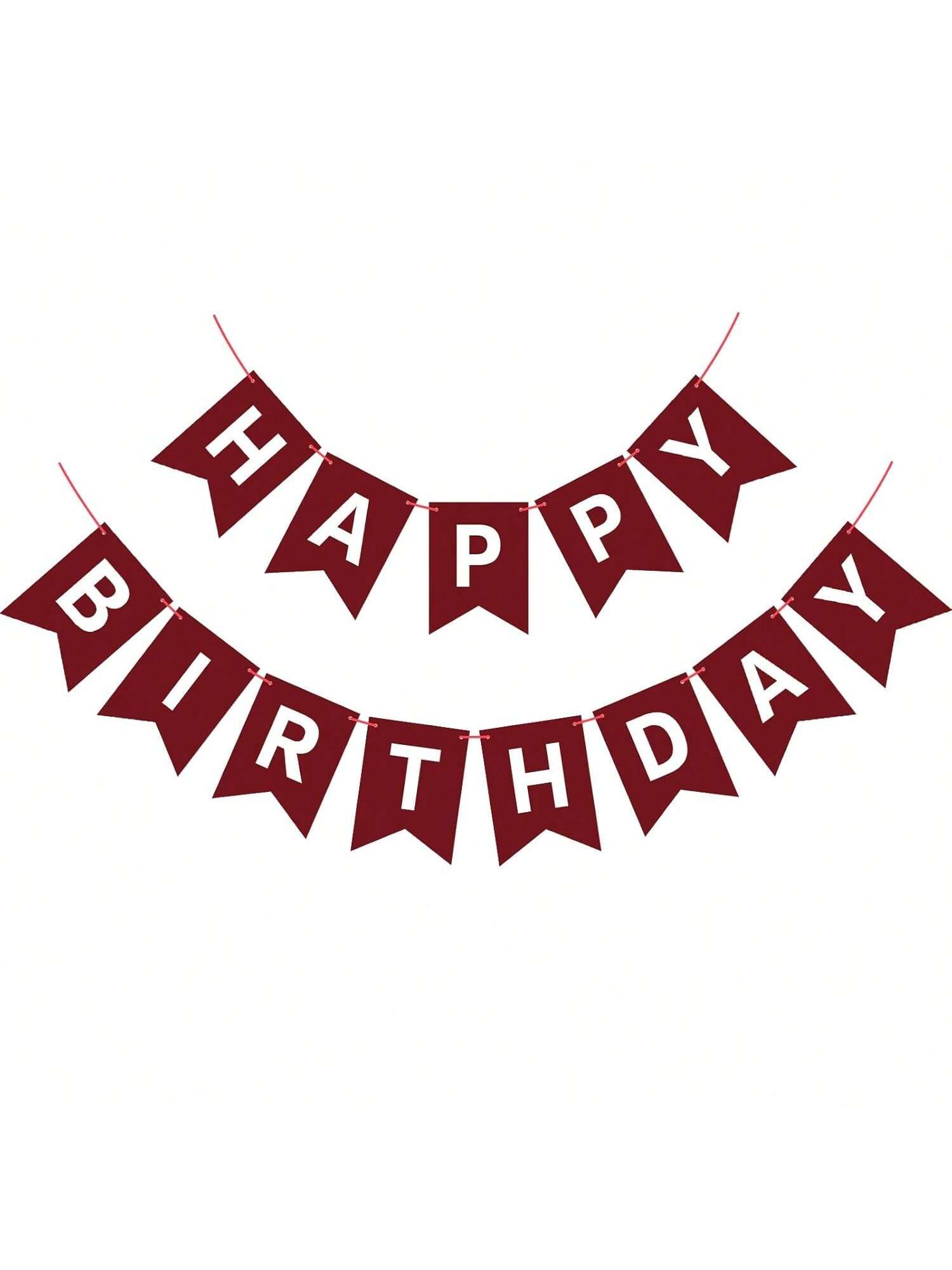 Burgundy Happy Birthday Banner Garland for Kids and Adult Tea Party Decor