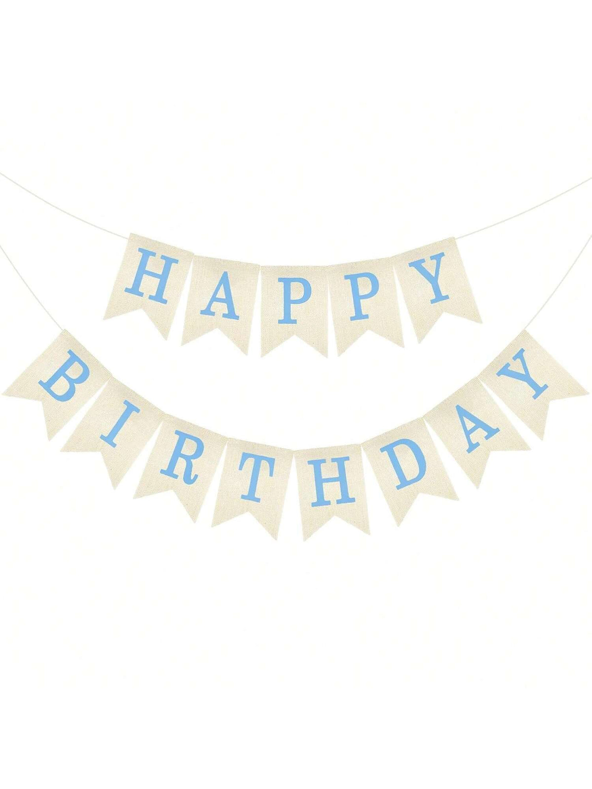 Blue Burlap Happy Birthday Banner for Men Party Decoration Backdrop