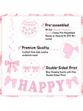 Pink Bow Birthday Party Decorations with Banner & Hanging Swirls for Women