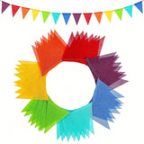 112pcs Rainbow Pennant Banner Garland 72ft Triangle Flags for Parties