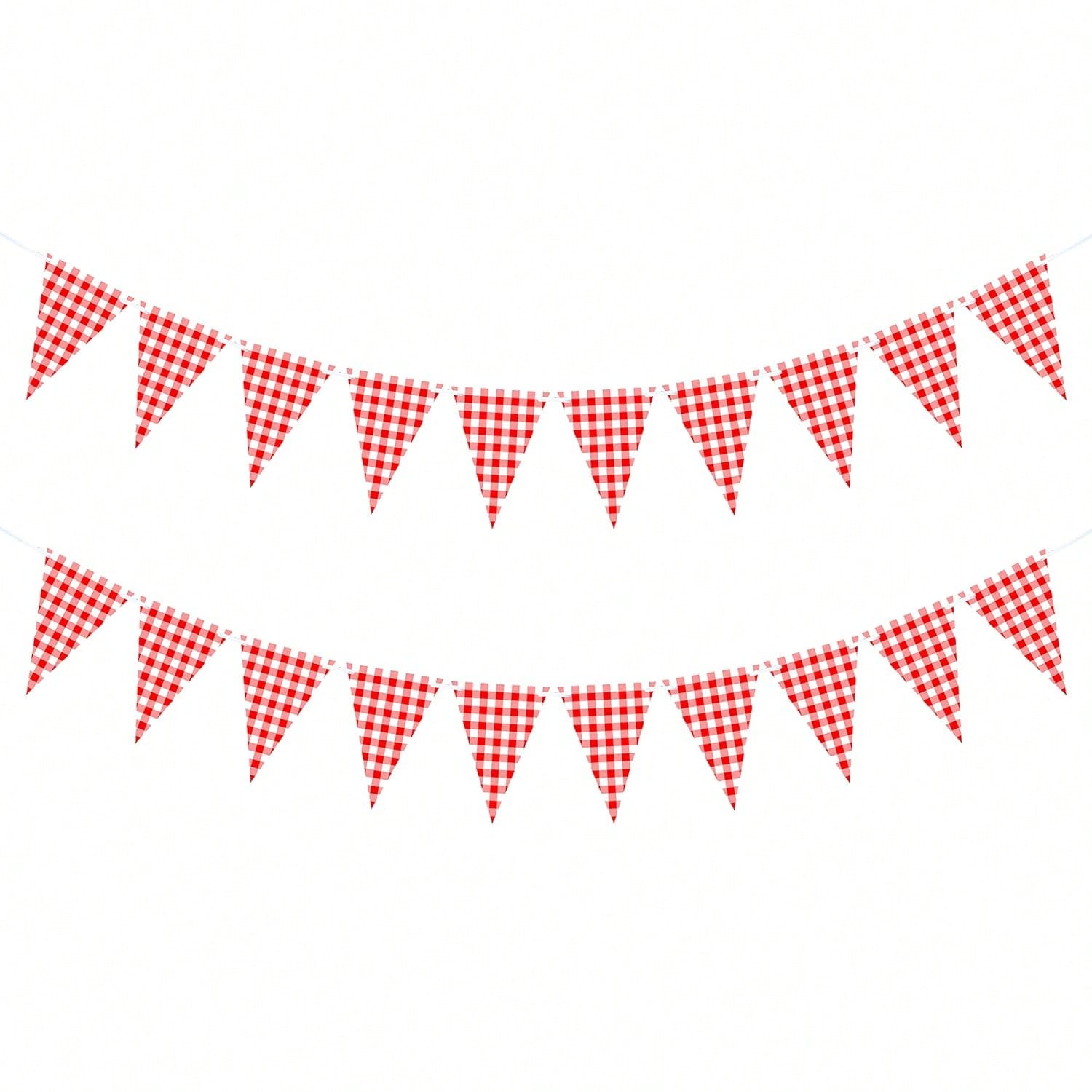2 Pc Red and White Checkered Double Sided Banner for BBQ and Party Decor