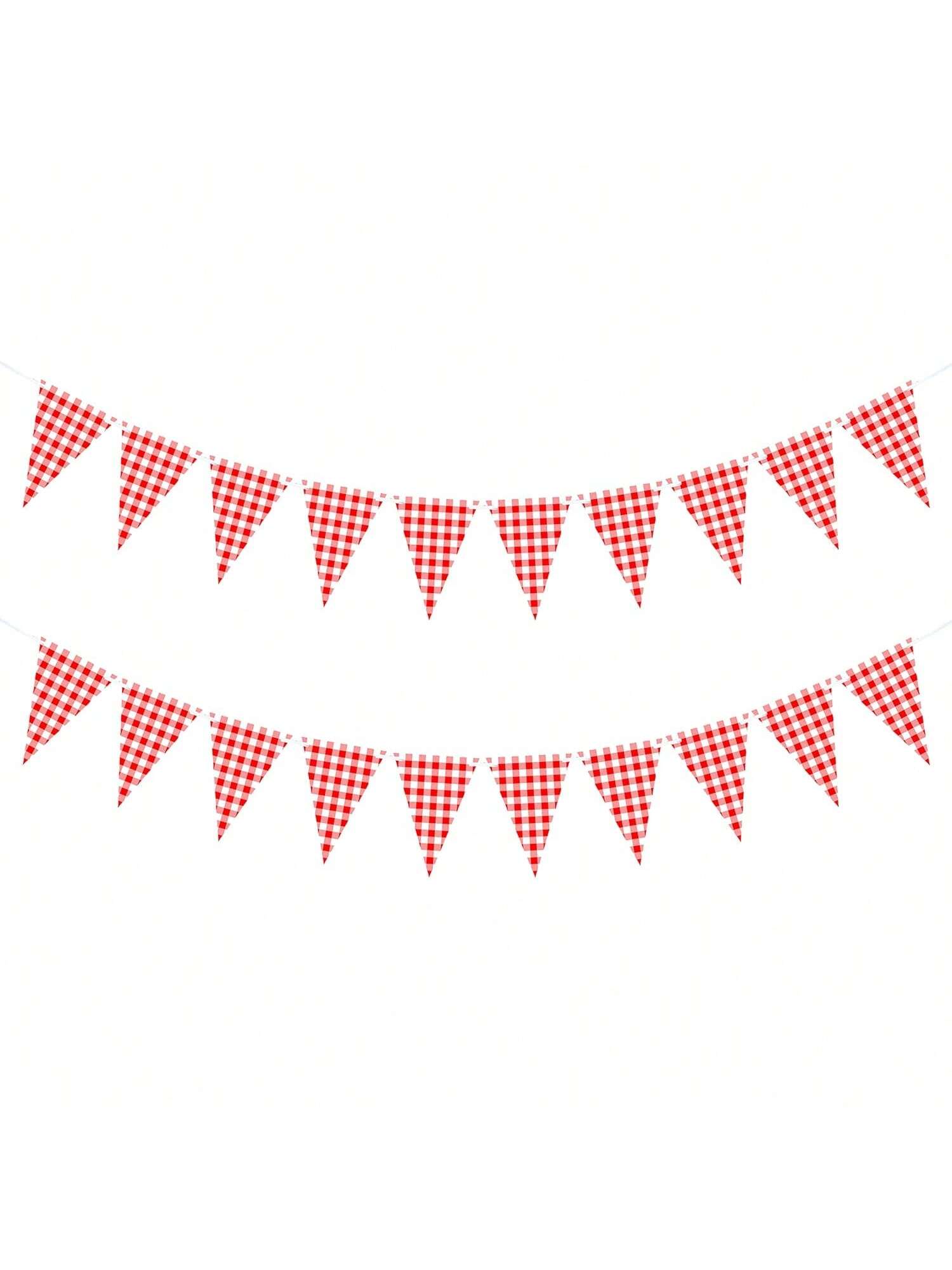 2 Pc Red and White Checkered Double Sided Banner for BBQ and Party Decor