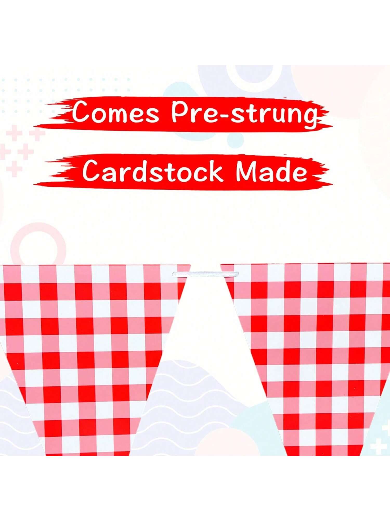 2 Pc Red and White Checkered Double Sided Banner for BBQ and Party Decor