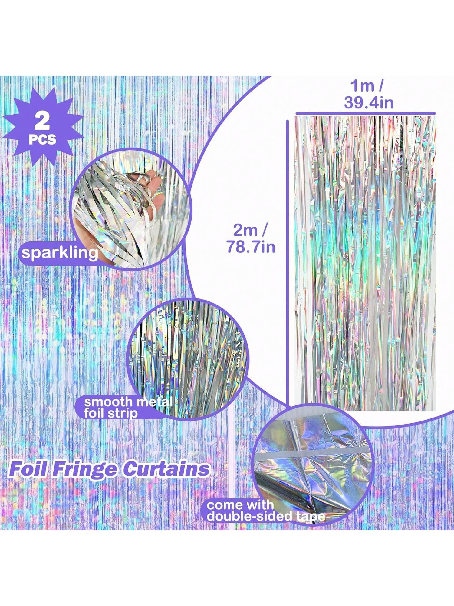 8PCS Iridescent Disco Party Decorations Garland Streamers & Tablecloth