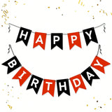 Black and Red Happy Birthday Banner Garland for Kids and Adults Party Decor
