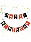 Black and Red Happy Birthday Banner Garland for Kids and Adults Party Decor