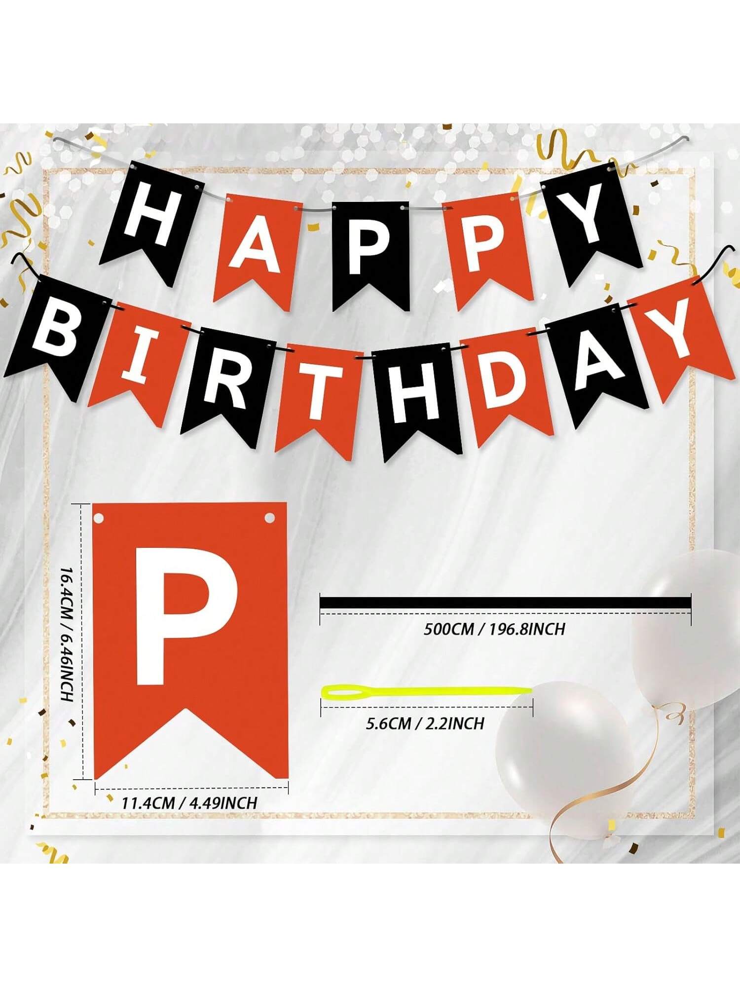 Black and Red Happy Birthday Banner Garland for Kids and Adults Party Decor