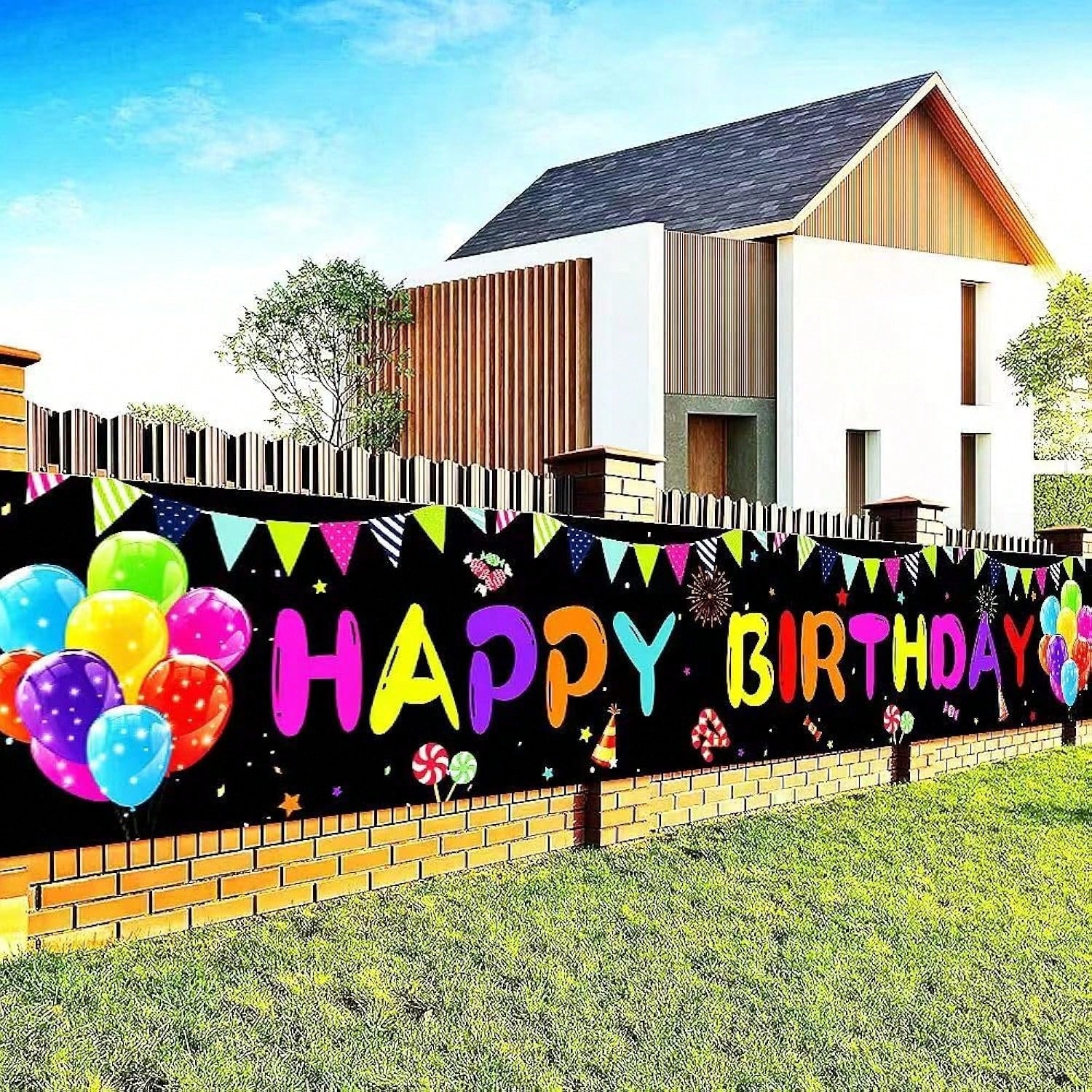 Happy Birthday Yard Banne 118X19.7 Inches, Large Outdoor & Indoor Decoration Banner