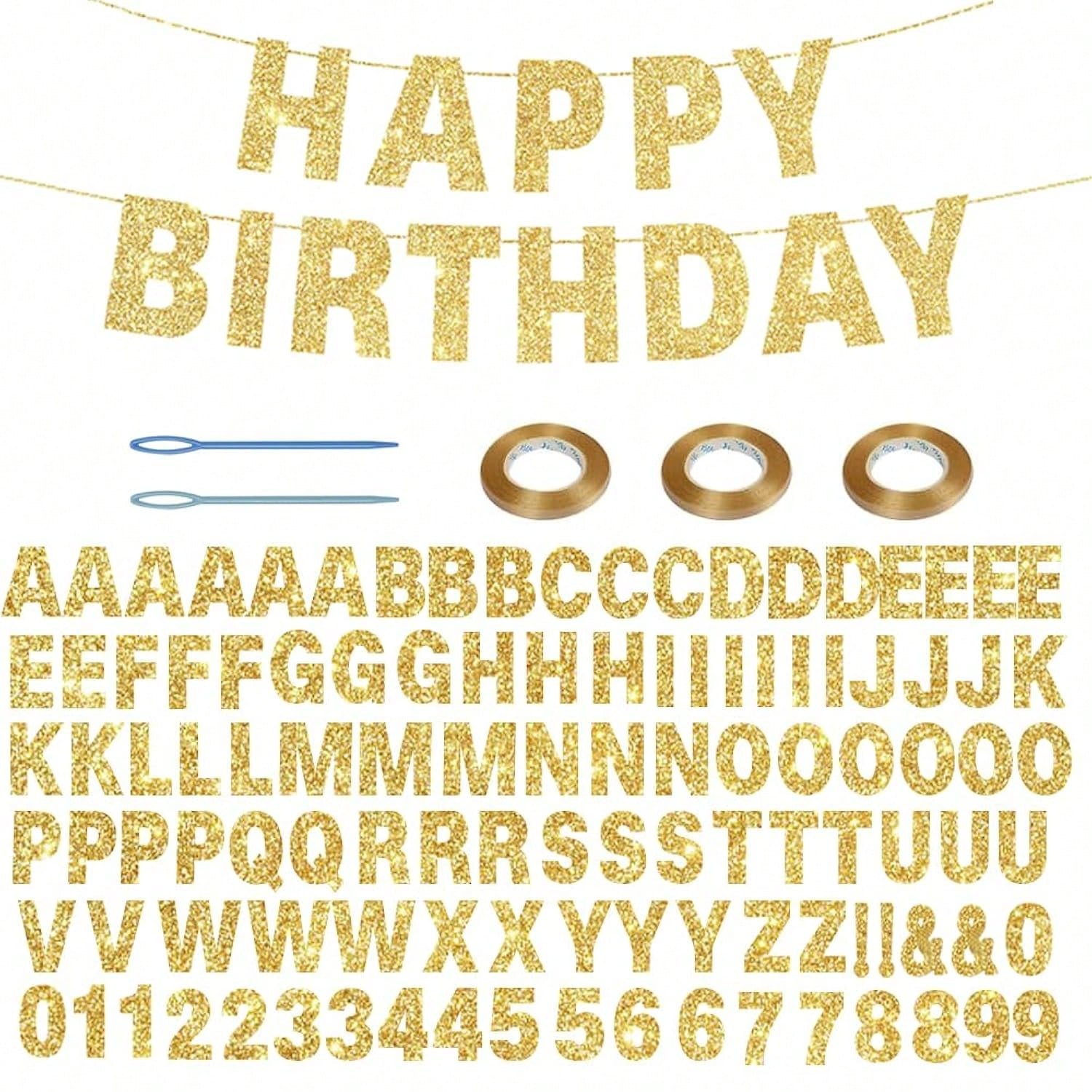 116pcs DIY Glitter Banner Kit with Letters Numbers & Tools for Graduation & Birthday