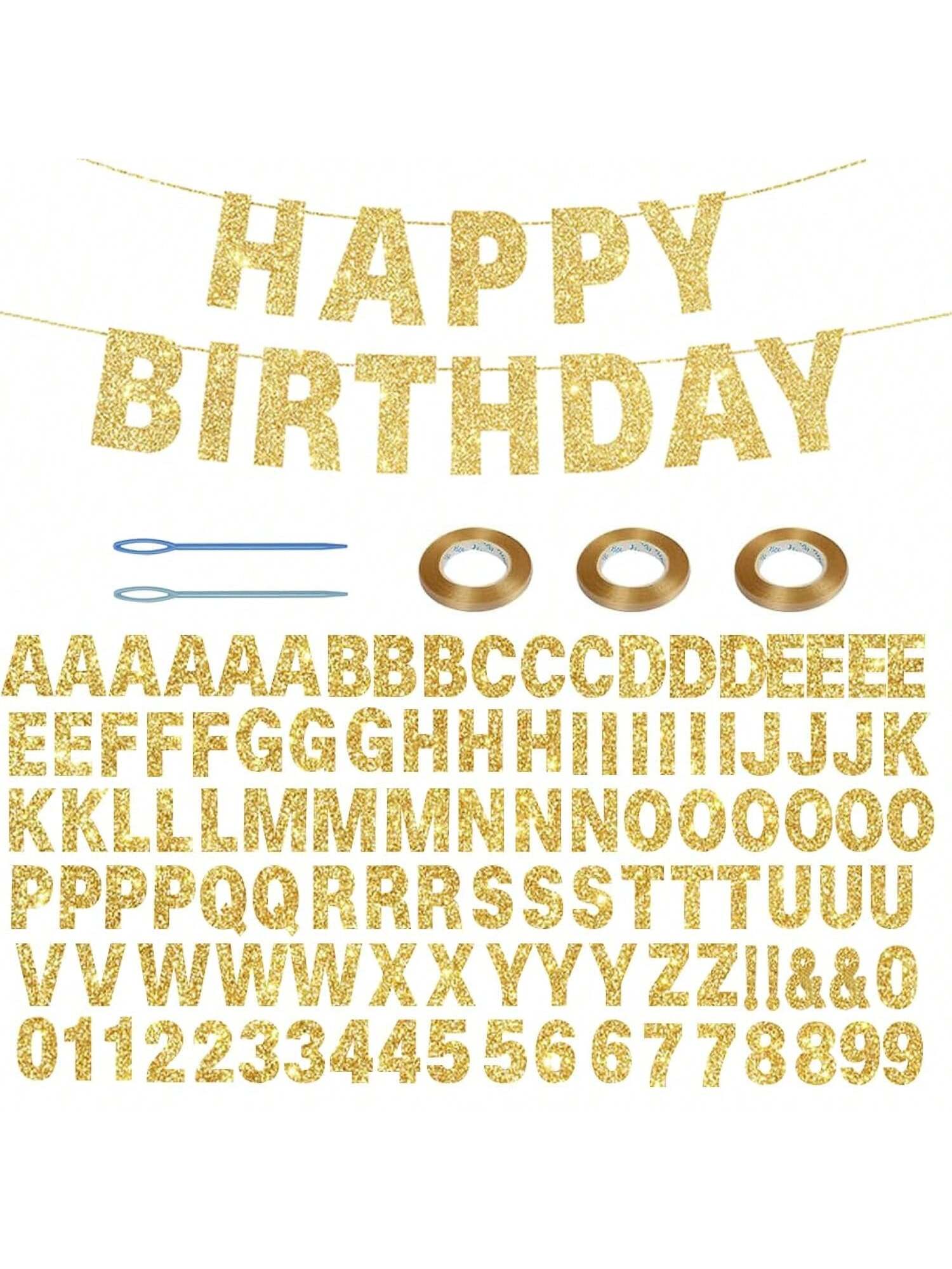 116pcs DIY Glitter Banner Kit with Letters Numbers & Tools for Graduation & Birthday