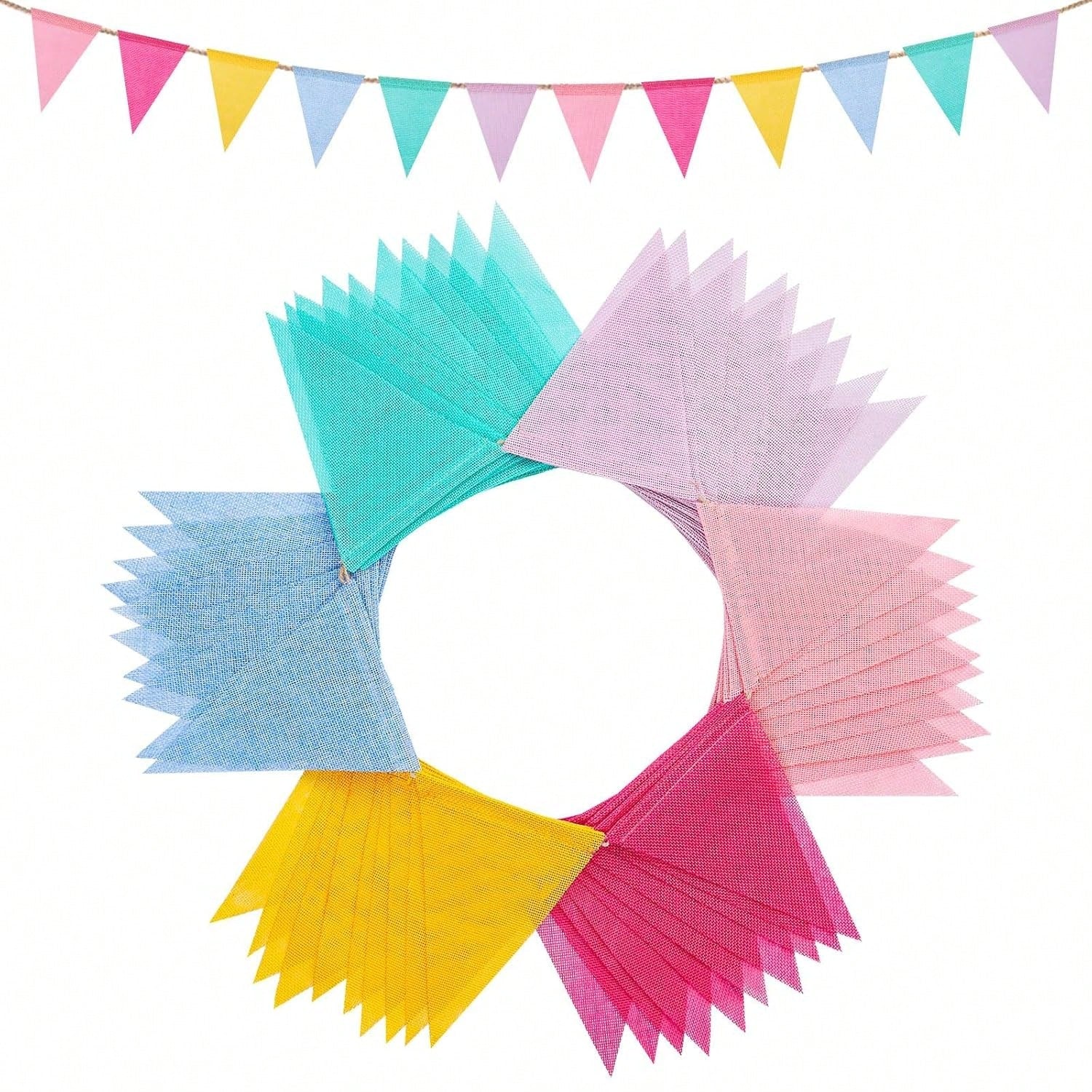 120PCS 72Ft Pastel Pennant Banner Garland Triangle Flags for Outdoor Party Decor