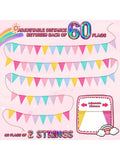 120PCS 72Ft Pastel Pennant Banner Garland Triangle Flags for Outdoor Party Decor