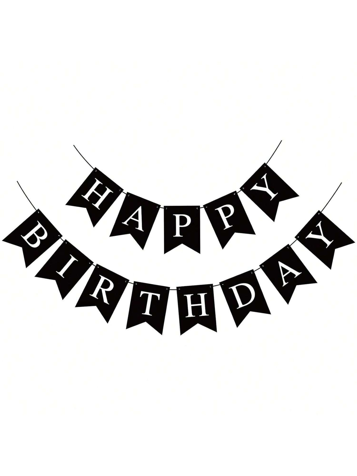 Black Happy Birthday Banner Garland for Kids and Adult Birthday Party Decor