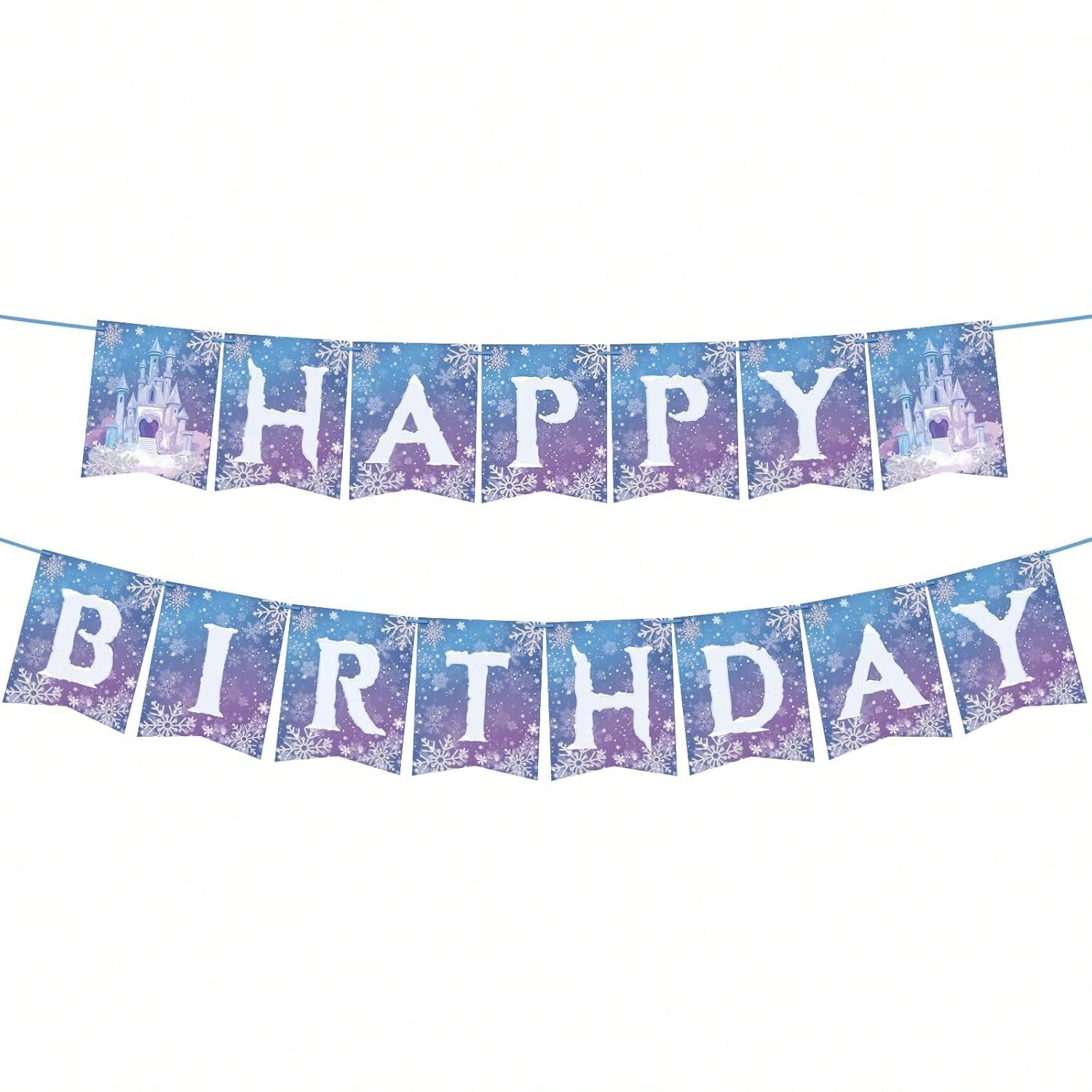 Frozen Birthday Party Banner with Snowflakes for Winter Wonderland Decor