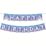 Frozen Birthday Party Banner with Snowflakes for Winter Wonderland Decor