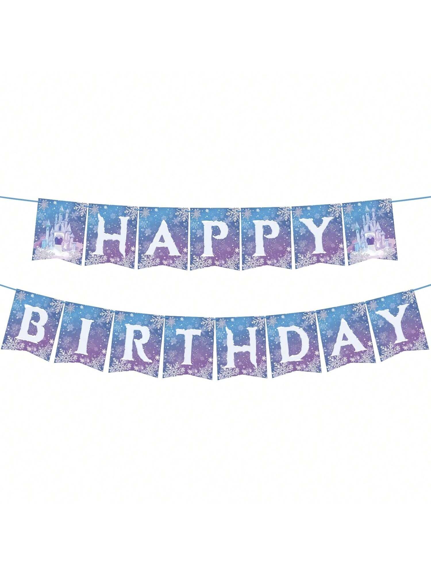 Frozen Birthday Party Banner with Snowflakes for Winter Wonderland Decor