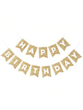 Gold Happy Birthday Banner Garland for Kids and Adults Party Wall or Door Decor