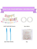 Multicolor Macaron Happy Birthday Banner 8x6 Inch for Pastel Party Decor