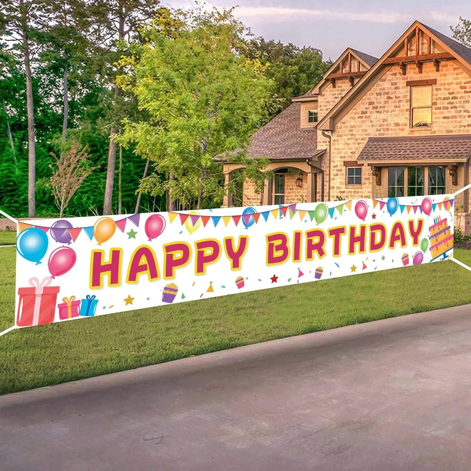 Happy Birthday Banner 118x20in Extra Large Reusable Indoor Outdoor Party Decor