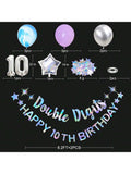 Iridescent 10th Birthday Foil Balloon Banner Garland for Party Decor