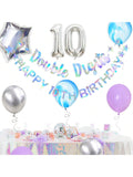 Iridescent 10th Birthday Foil Balloon Banner Garland for Party Decor