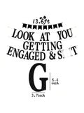 Look At You Getting Engaged Black Glitter Banner for Engagement & Bridal Shower Parties
