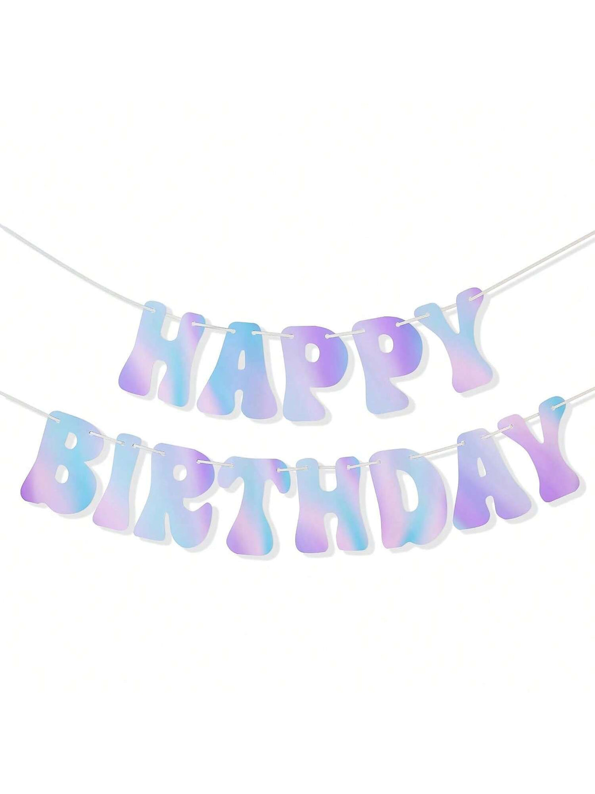 6 Ft Iridescent Silver Happy Birthday Banner Pre Strung for Party Decor