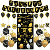Retirement Party Decorations Black Gold Banner Balloons Hanging Swirls Kit