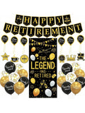 Retirement Party Decorations Black Gold Banner Balloons Hanging Swirls Kit