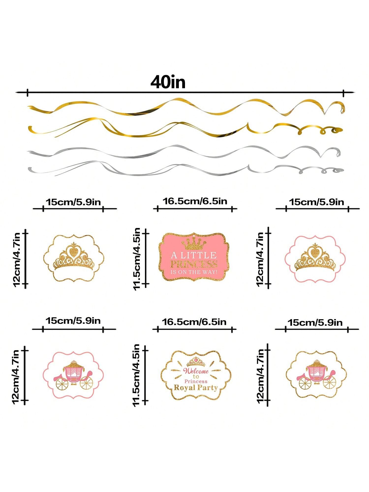 Little Princess Crown Pink Streamers 12pc for Birthday or Shower Party