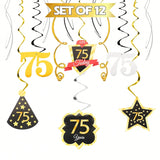 Happy 75th Birthday Streamers for 75 Years Old Party Hanging Decorations