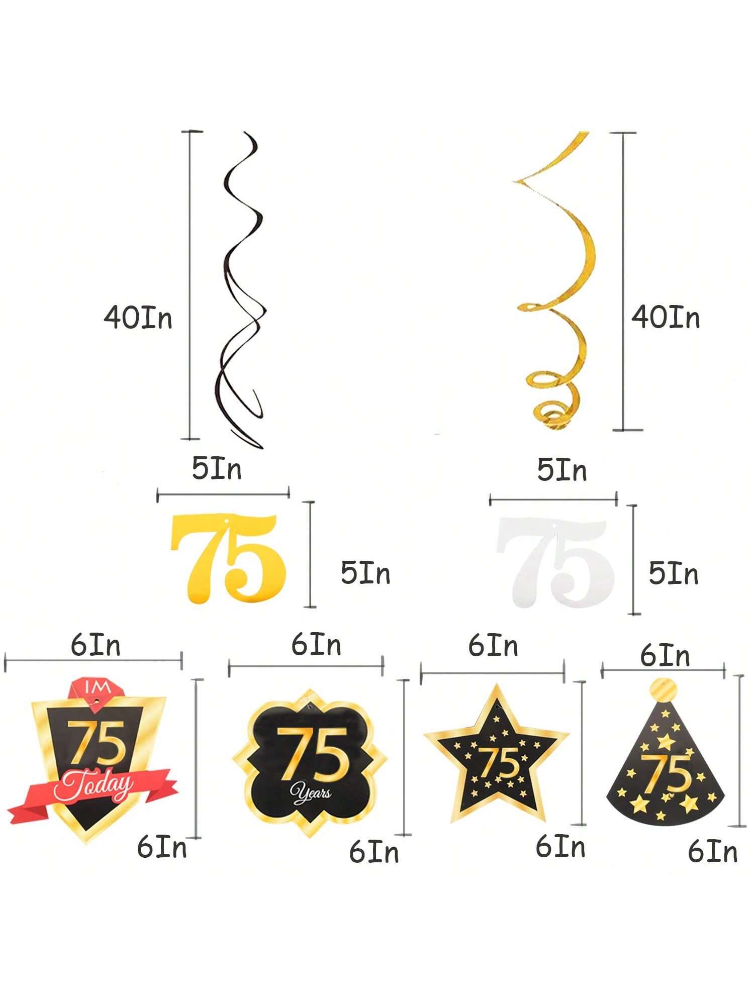 Happy 75th Birthday Streamers for 75 Years Old Party Hanging Decorations