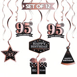 Happy 95th Birthday Rose Gold Streamers for 95 Years Old Party Decorations