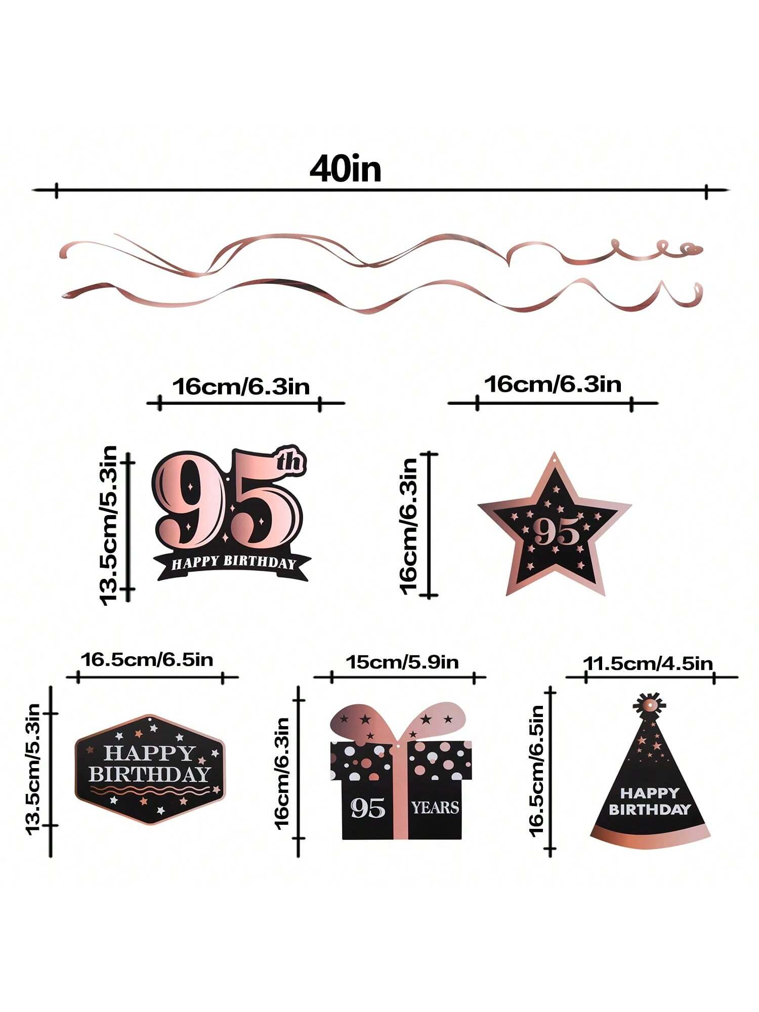 Happy 95th Birthday Rose Gold Streamers for 95 Years Old Party Decorations