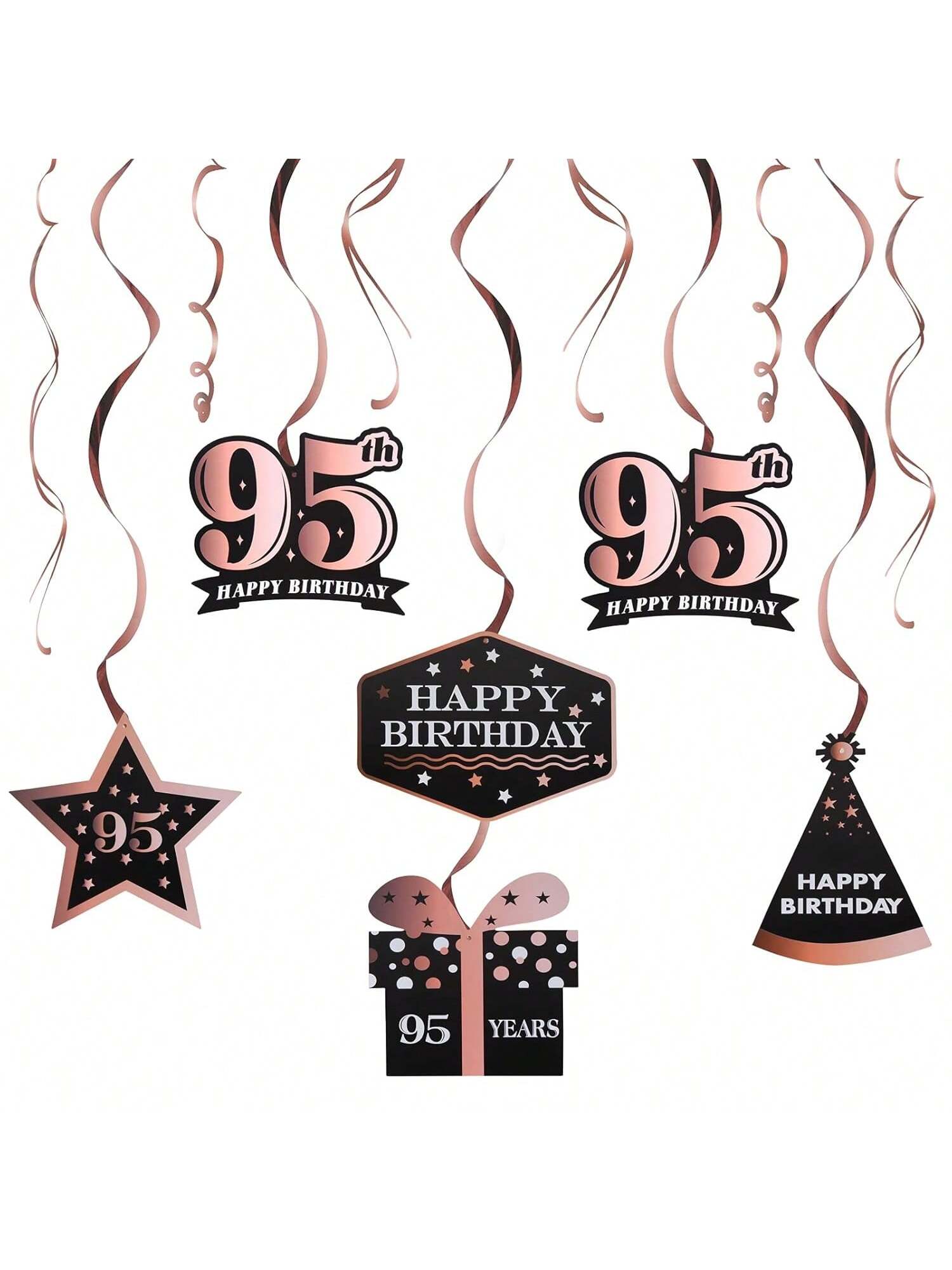 Happy 95th Birthday Rose Gold Streamers for 95 Years Old Party Decorations