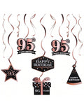 Happy 95th Birthday Rose Gold Streamers for 95 Years Old Party Decorations