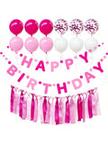 Hot Pink Felt Party Decorations with Banner, Ribbon, and Balloon Backdrop