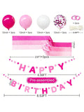 Hot Pink Felt Party Decorations with Banner, Ribbon, and Balloon Backdrop