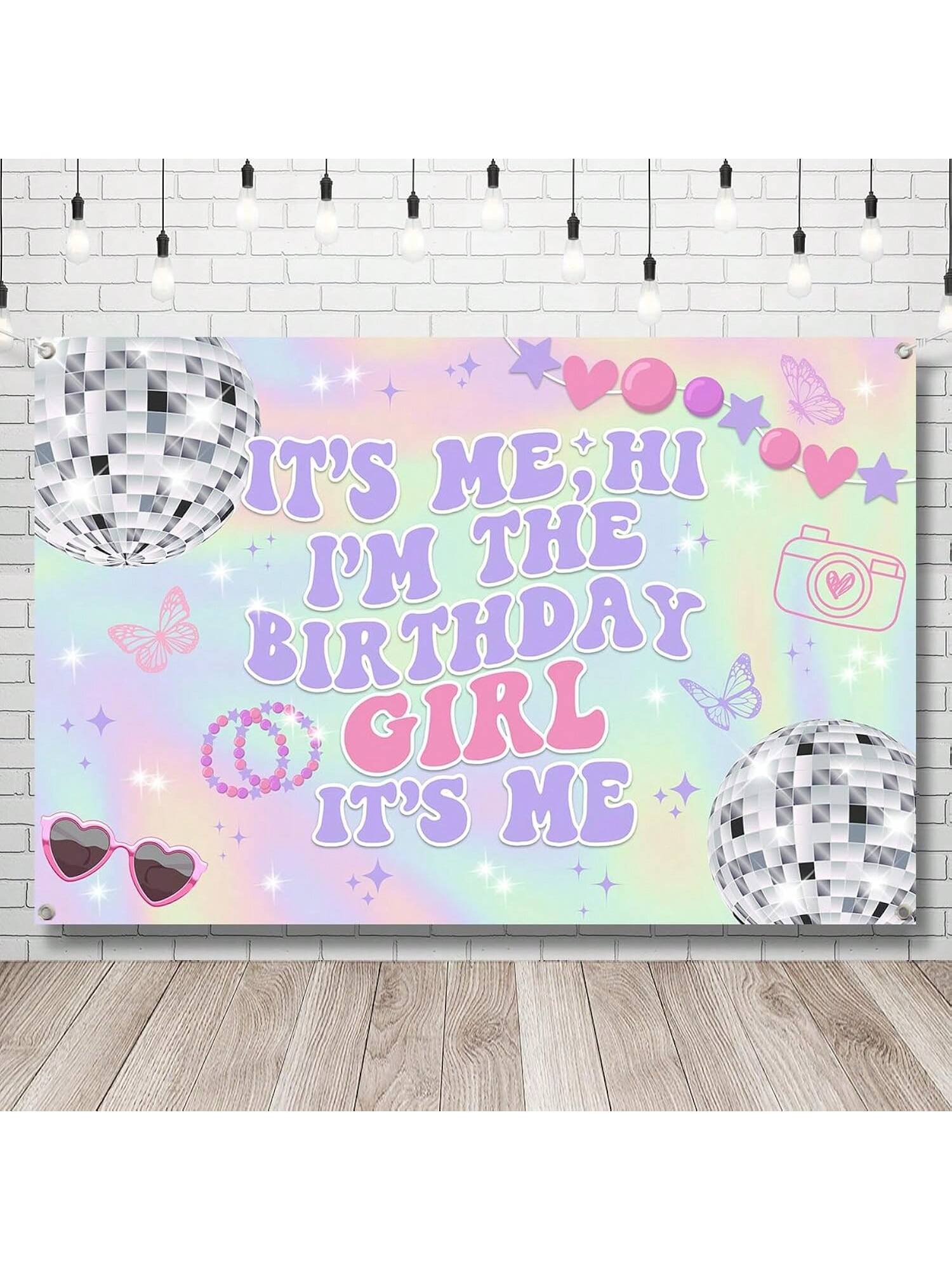 Iridescent Its Me Birthday Banner Music Party Decoration 59 x 39 Inches