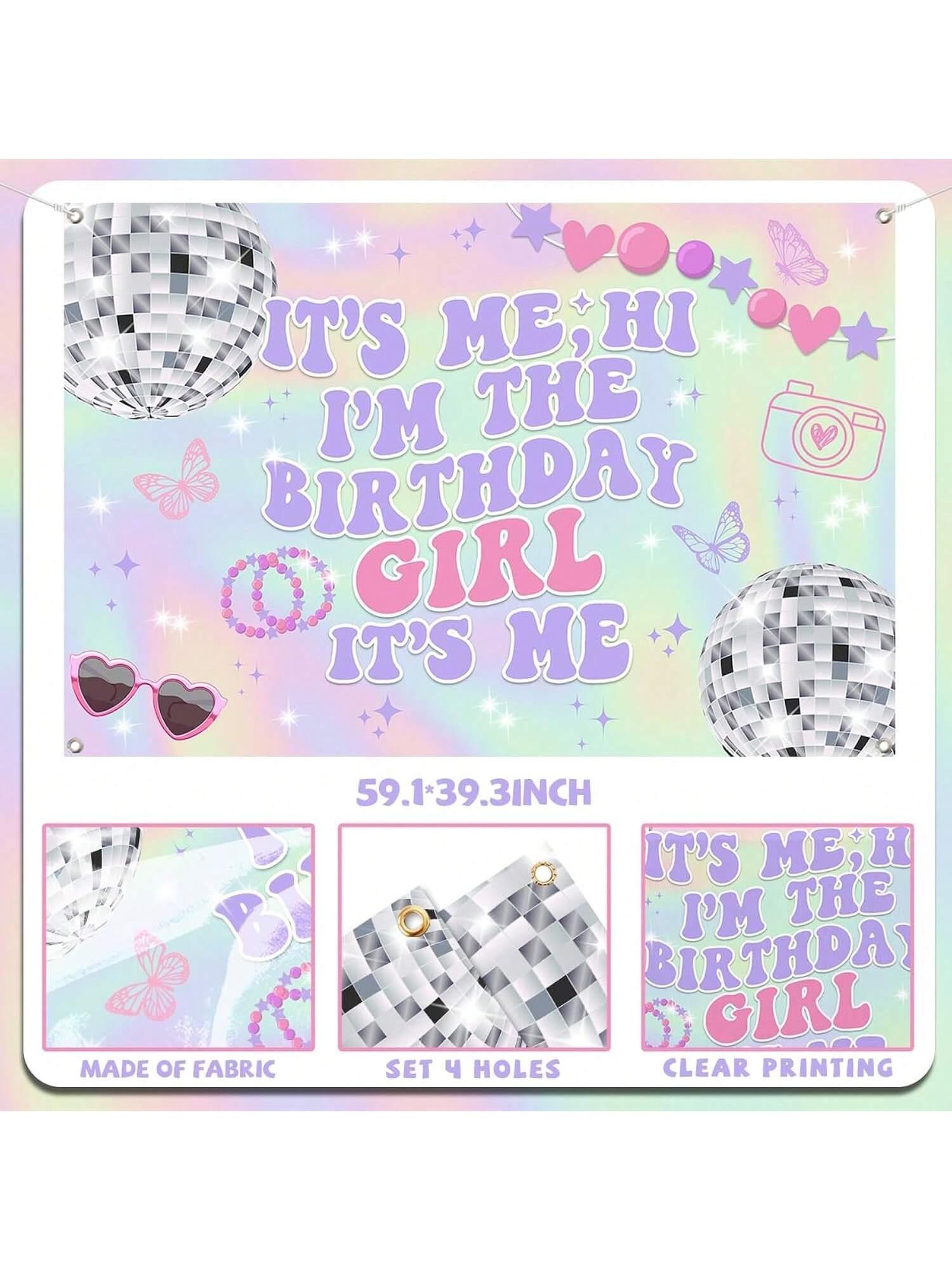 Iridescent Its Me Birthday Banner Music Party Decoration 59 x 39 Inches