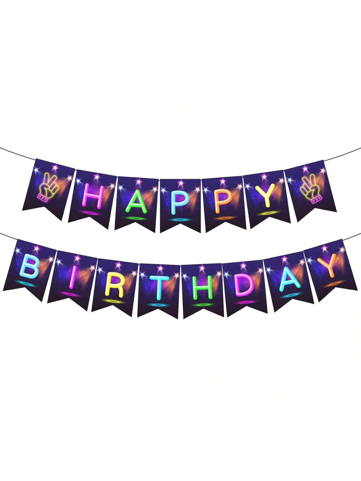 Neon Glow Happy Birthday Banner Glow in Dark Party Decoration for Kids Adults