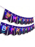 Neon Glow Happy Birthday Banner Glow in Dark Party Decoration for Kids Adults