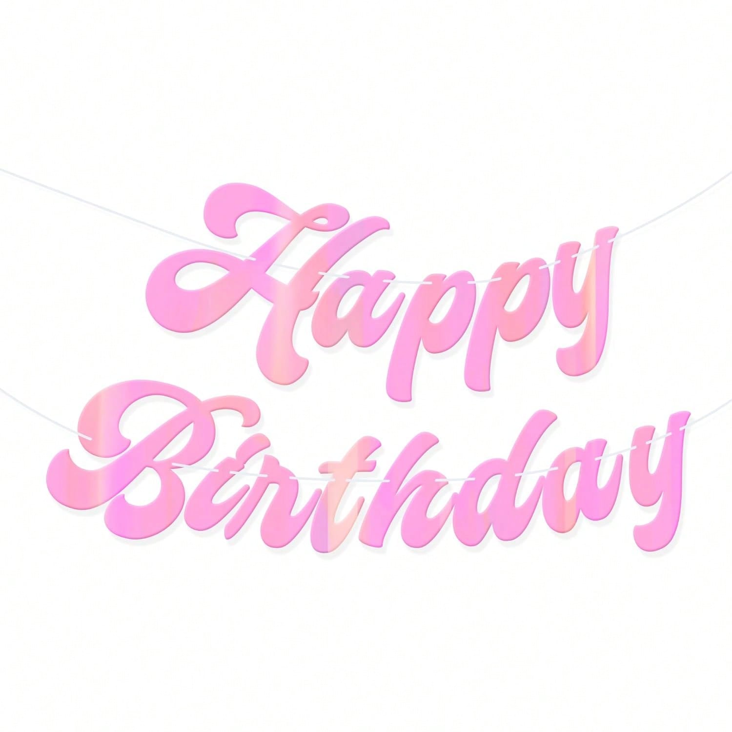 6 Ft Pink Iridescent Happy Birthday Pre-Strung Banner for Party Decor