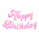 6 Ft Pink Iridescent Happy Birthday Pre-Strung Banner for Party Decor