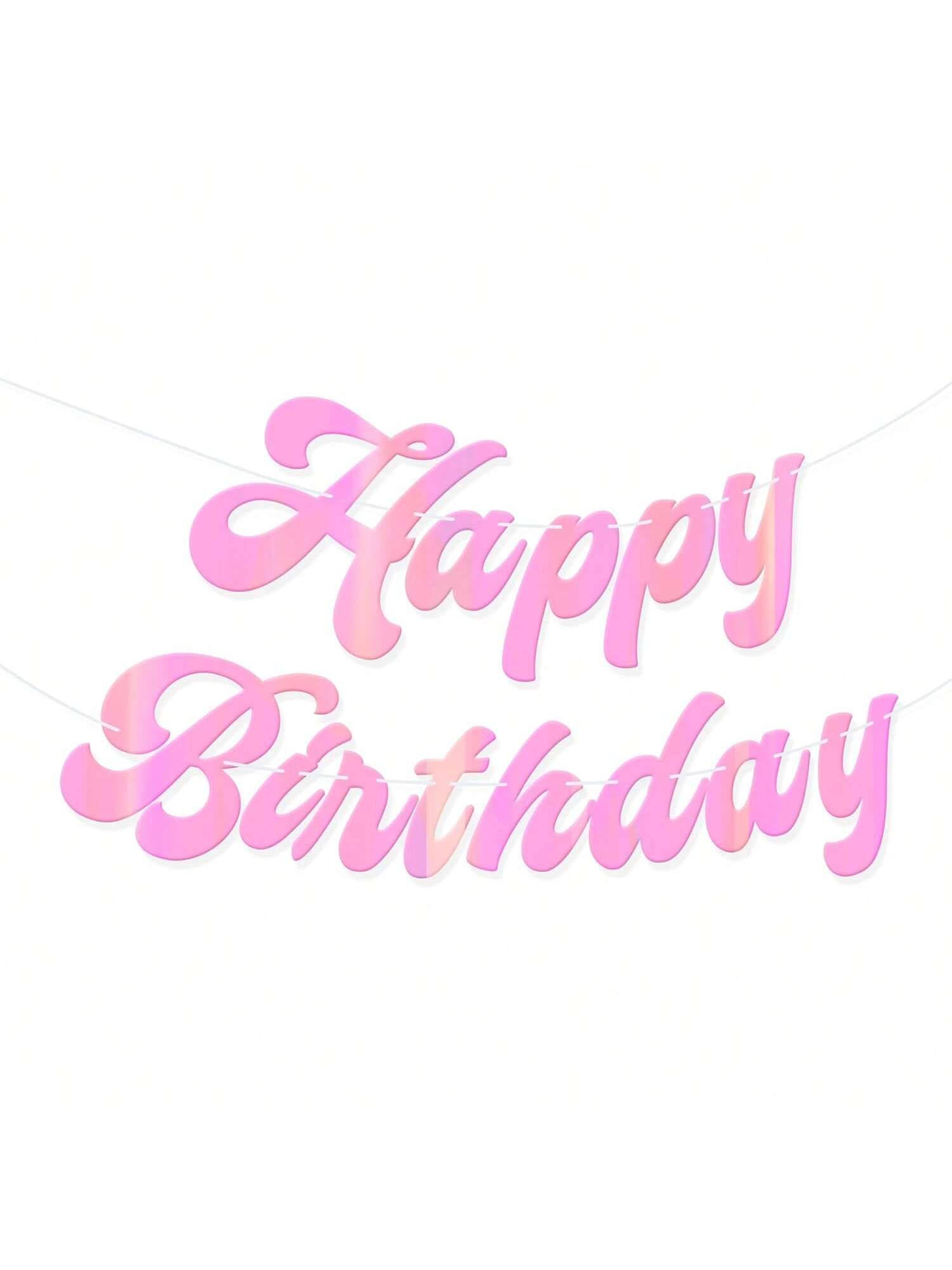 6 Ft Pink Iridescent Happy Birthday Pre-Strung Banner for Party Decor